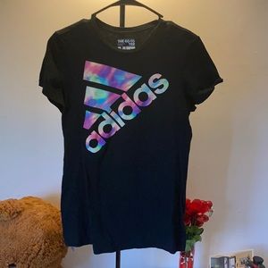 Adidas t-shirt size M black with multicolor logo